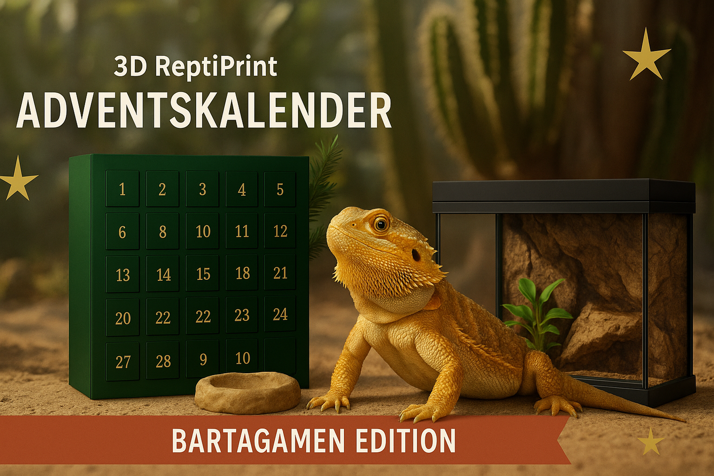 🦎 3D ReptiPrint Adventskalender 2025 – Bartagamen Edition